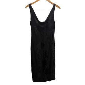 Vintage Smart Set Floral Velour Scoop Neck Dress Size Small Feminine